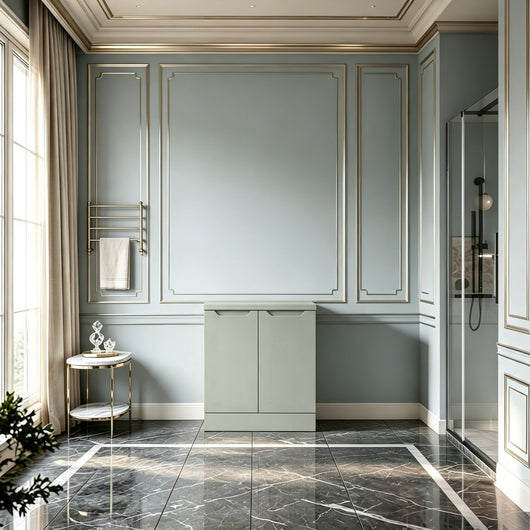  Gressin Handless Floor Standing 500mm 2-Door Vanity Unit (253 Compact Depth) - Fern Green