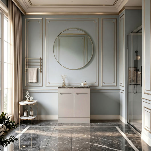  Gressin Handless Floor Standing 500mm 2-Door Vanity Unit (353 Depth) - Pebble Grey