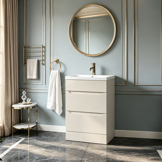  Gressin Handless Floor Standing 600mm 2-Drawer Unit (353 Depth) - Pebble Grey