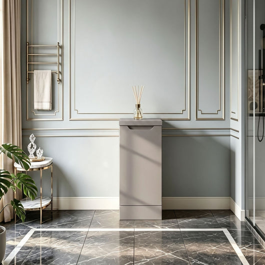  Gressin Handless Floor Standing 300mm 1-Door Base Unit (235 Compact Depth) - Pebble Grey