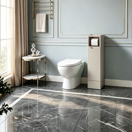  Gressin Handless Floor Standing 200mm Toilet Roll Unit (235 Compact Depth) - Pebble Grey