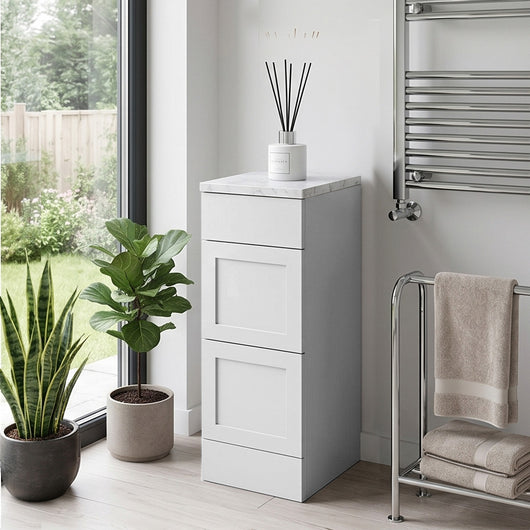  Thaxton Floor Standing 300mm 3-DrawerUnit (335 Depth) - Matt White - welovecouk
