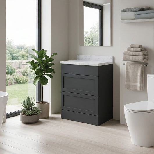  Thaxton Floor Standing 600mm 2-Drawer Unit (335 Depth) - Soft Black - welovecouk