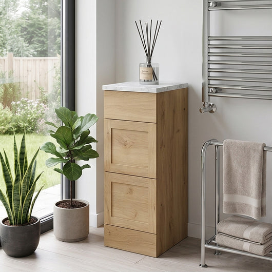  Thaxton Floor Standing 300mm 3-Drawer Unit (335 Depth) - Autumn Oak - welovecouk