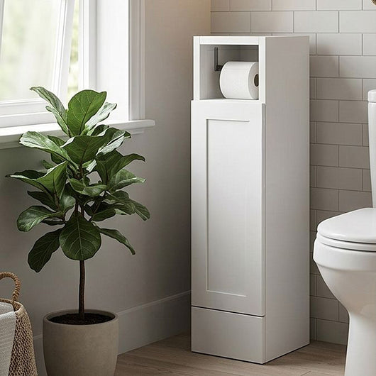  Thaxton Floor Standing 200 Toilet Roll Unit (235) SHAKER - Matt White - welovecouk