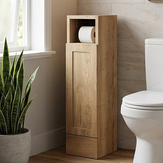  Thaxton Floor Standing 200 Toilet Roll Unit (235) SHAKER - Autumn Oak - welovecouk