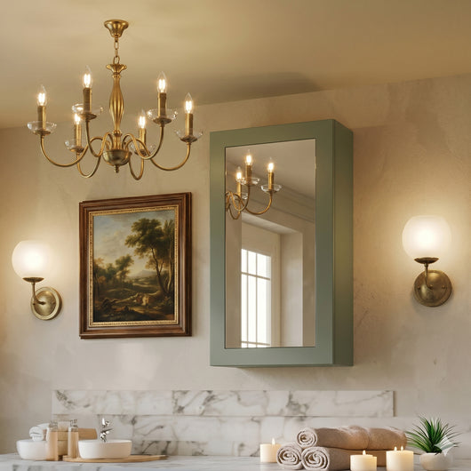  Thaxton Mirror Cabinet 400mm Mirror Cabinet (180 Depth) - Fern Green - welovecouk
