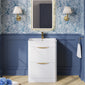 Nuie Parade Floor Standing  600mm  2-Drawer Vanity Unit with Ceramic Basin - Gloss White