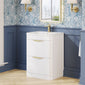 Nuie Parade Floor Standing  600mm  2-Drawer Vanity Unit with Ceramic Basin - Gloss White