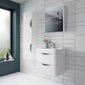 Nuie Parade Wall Hung  600mm  2-Drawer Vanity Unit with Ceramic Basin - Gloss White