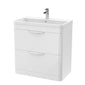 Nuie Parade Floor Standing  800mm 2-Drawer Vanity Unit with Ceramic Basin - Gloss White