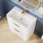 Nuie Parade Floor Standing  800mm 2-Drawer Vanity Unit with Ceramic Basin - Gloss White