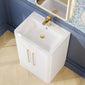Nuie Parade Floor Standing  600mm  2-Door Vanity Unit with Ceramic Basin - Gloss White