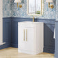 Nuie Parade Floor Standing  600mm  2-Door Vanity Unit with Ceramic Basin - Gloss White