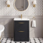 Pride 600mm Floor Standing 2-Drawer Basin Vanity Unit - Soft Black