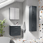 Nuie Parade Wall Hung  600mm  2-Drawer Vanity Unit with Ceramic Basin - Satin Soft Black