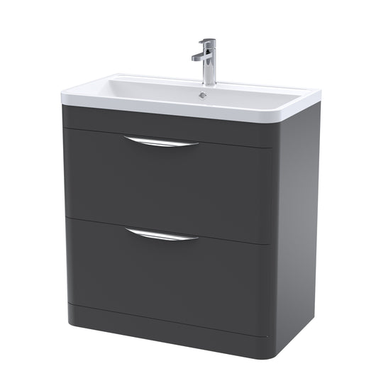  Nuie Parade Floor Standing  800mm 2-Drawer Vanity Unit with Ceramic Basin - Satin Soft Black