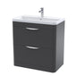 Nuie Parade Floor Standing  800mm 2-Drawer Vanity Unit with Ceramic Basin - Satin Soft Black