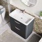 Nuie Parade Floor Standing  800mm 2-Drawer Vanity Unit with Ceramic Basin - Satin Soft Black