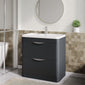 Nuie Parade Floor Standing  800mm 2-Drawer Vanity Unit with Ceramic Basin - Satin Soft Black
