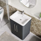 Nuie Parade Floor Standing  600mm  2-Door Vanity Unit with Ceramic Basin - Satin Soft Black