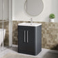 Pride 600mm Floor Standing 2-Door Basin Vanity Unit - Soft Black