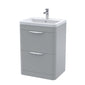 Nuie Parade Floor Standing  600mm  2-Drawer Vanity Unit with Ceramic Basin - Satin Grey