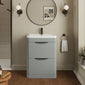 Nuie Parade Floor Standing  600mm  2-Drawer Vanity Unit with Ceramic Basin - Satin Grey