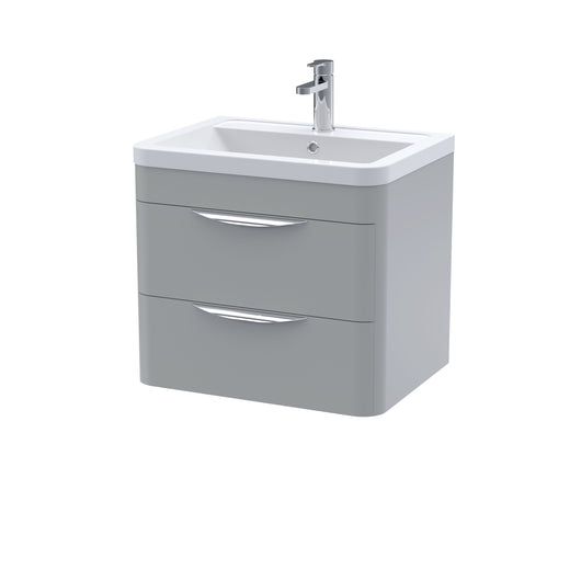  Nuie Parade Wall Hung  600mm  2-Drawer Vanity Unit with Ceramic Basin - Satin Grey