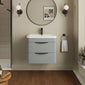 Nuie Parade Wall Hung  600mm  2-Drawer Vanity Unit with Ceramic Basin - Satin Grey