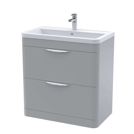  Nuie Parade Floor Standing  800mm 2-Drawer Vanity Unit with Ceramic Basin - Satin Grey