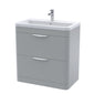Nuie Parade Floor Standing  800mm 2-Drawer Vanity Unit with Ceramic Basin - Satin Grey