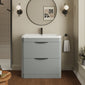 Nuie Parade Floor Standing  800mm 2-Drawer Vanity Unit with Ceramic Basin - Satin Grey