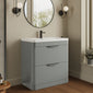 Nuie Parade Floor Standing  800mm 2-Drawer Vanity Unit with Ceramic Basin - Satin Grey
