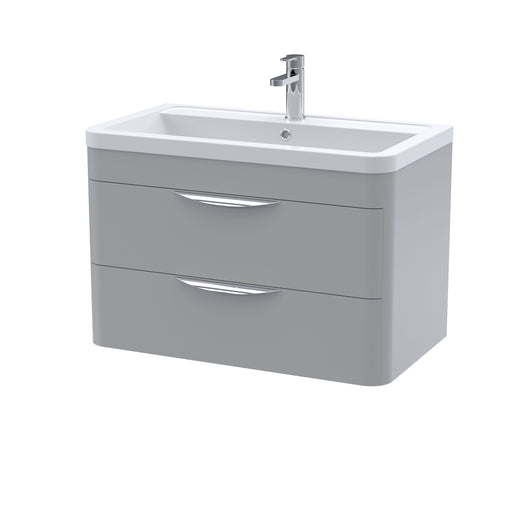  Nuie Parade Wall Hung  800mm 2-Drawer Vanity Unit with Ceramic Basin - Satin Grey