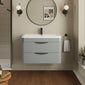Nuie Parade Wall Hung  800mm 2-Drawer Vanity Unit with Ceramic Basin - Satin Grey