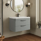 Nuie Parade Wall Hung  800mm 2-Drawer Vanity Unit with Ceramic Basin - Satin Grey
