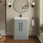 Nuie Parade Floor Standing  600mm  2-Door Vanity Unit with Ceramic Basin - Satin Grey