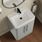 Nuie Parade Floor Standing  600mm  2-Door Vanity Unit with Ceramic Basin - Satin Grey