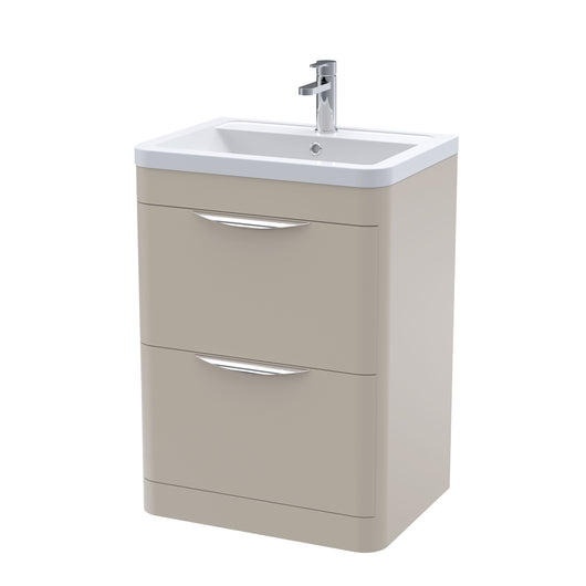  Nuie Parade Floor Standing  600mm  2-Drawer Vanity Unit with Ceramic Basin - Pebble Grey