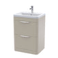 Nuie Parade Floor Standing  600mm  2-Drawer Vanity Unit with Ceramic Basin - Pebble Grey