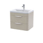 Nuie Parade Wall Hung  600mm  2-Drawer Vanity Unit with Ceramic Basin - Pebble Grey