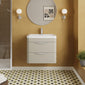 Nuie Parade Wall Hung  600mm  2-Drawer Vanity Unit with Ceramic Basin - Pebble Grey