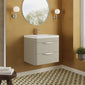 Nuie Parade Wall Hung  600mm  2-Drawer Vanity Unit with Ceramic Basin - Pebble Grey