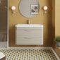 Nuie Parade Wall Hung  800mm 2-Drawer Vanity Unit with Ceramic Basin - Pebble Grey