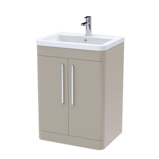  Nuie Parade Floor Standing  600mm  2-Door Vanity Unit with Ceramic Basin - Pebble Grey