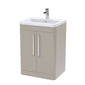 Nuie Parade Floor Standing  600mm  2-Door Vanity Unit with Ceramic Basin - Pebble Grey