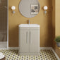 Nuie Parade Floor Standing  600mm  2-Door Vanity Unit with Ceramic Basin - Pebble Grey