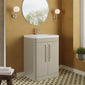 Nuie Parade Floor Standing  600mm  2-Door Vanity Unit with Ceramic Basin - Pebble Grey
