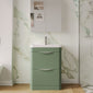 Nuie Parade Floor Standing  600mm  2-Drawer Vanity Unit with Ceramic Basin - Satin Green